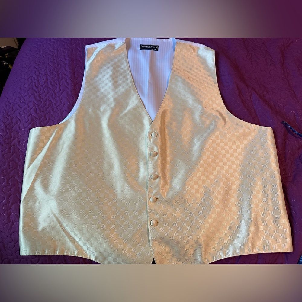 Andrew Fezza XXL vest sunny light yellow - checkered pattern - white back